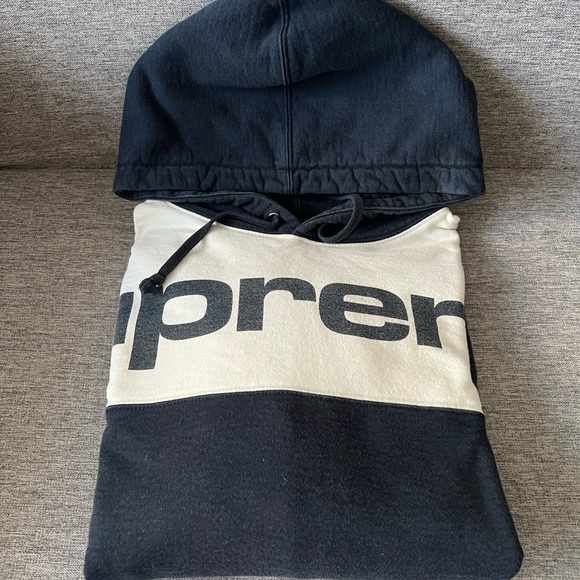 Supreme Blocked Hoodie Navy in Size Large, EUC.! - Picture 1 of 9